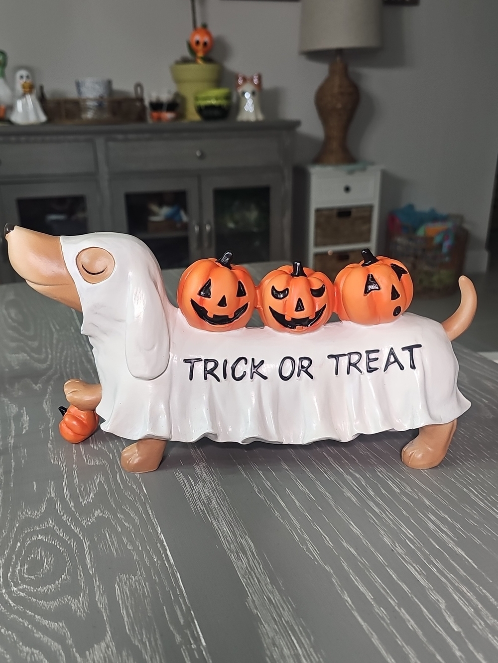 New! Halloween Dachshund with Pumpkins